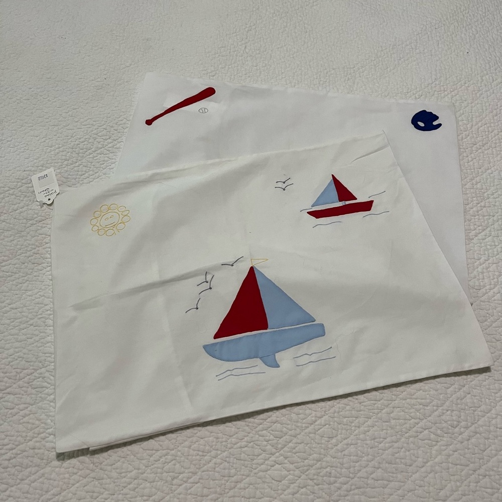 New hand appliquéd and embroidered baby pillow cases